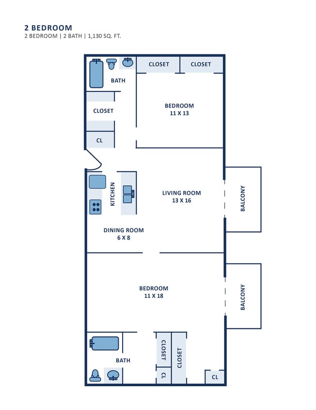 Floor Plan - 2 Bedroom/2 Bath