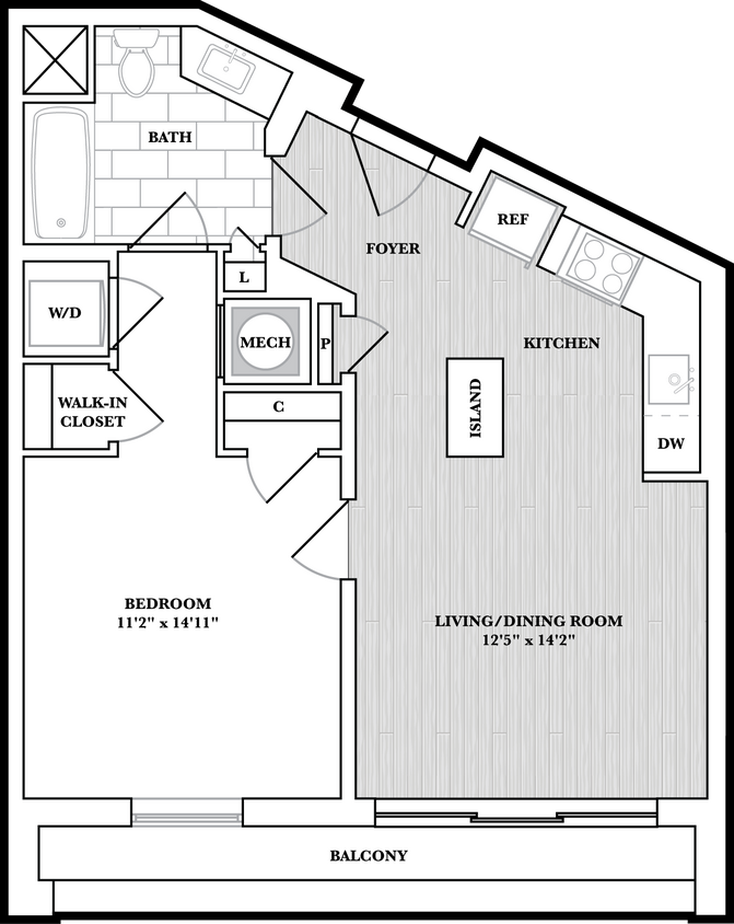 Floor Plan - 1 Bed/1 Bath