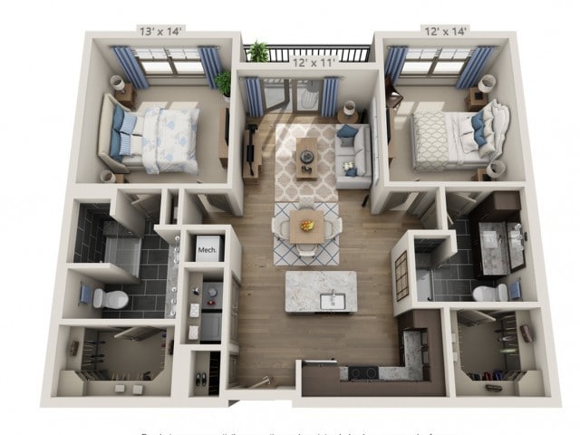 Floor plans are artist’s rendering. All dimensions are approximate. Actual product and specifications may vary in dimension or detail. Not all features are available in every apartment. Prices and availability are subject to change. - Clapton A