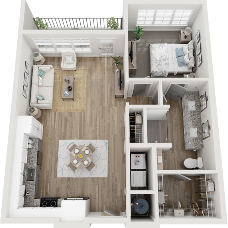 The Egret | 821 SF | 1 BR/1BA Apartment - The Egret