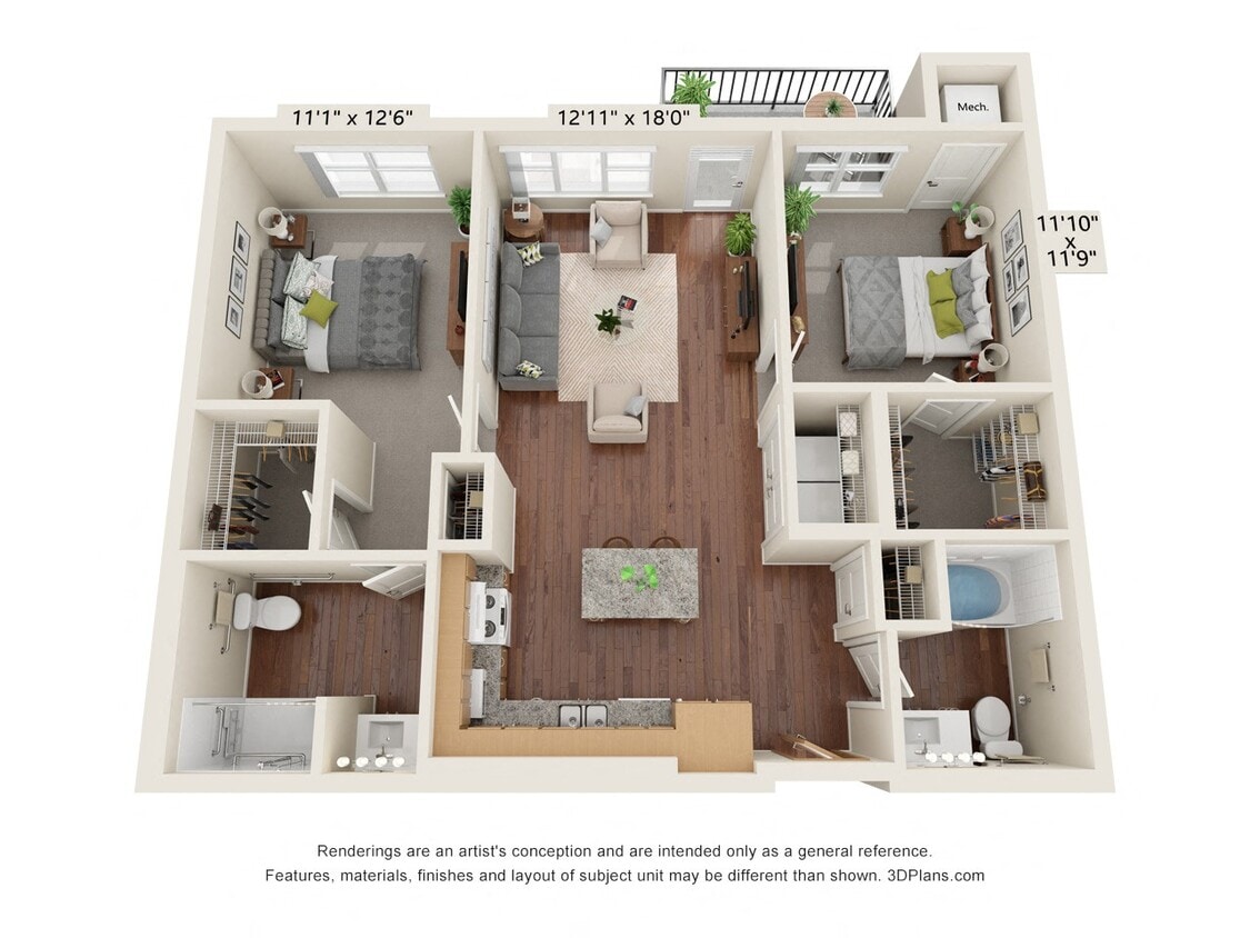 Floor Plan - Two Bedroom - C (Wheelchair Accessible)