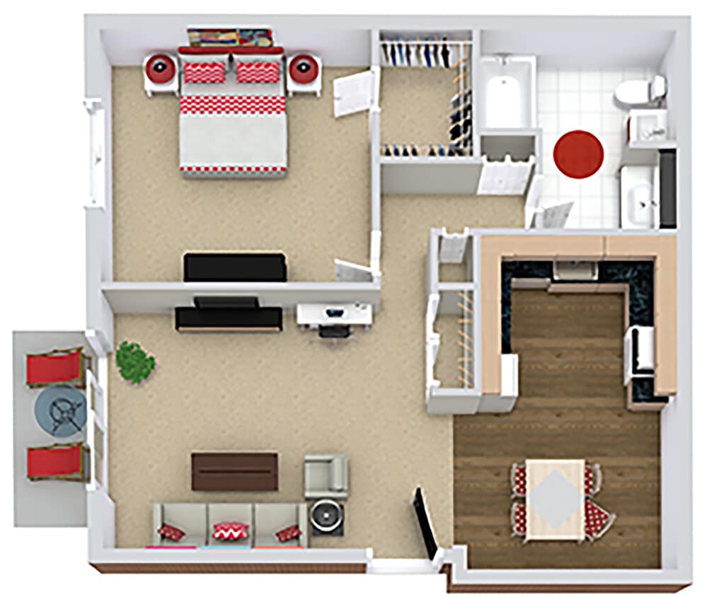 Floor Plan - 1 BR 1 BATH