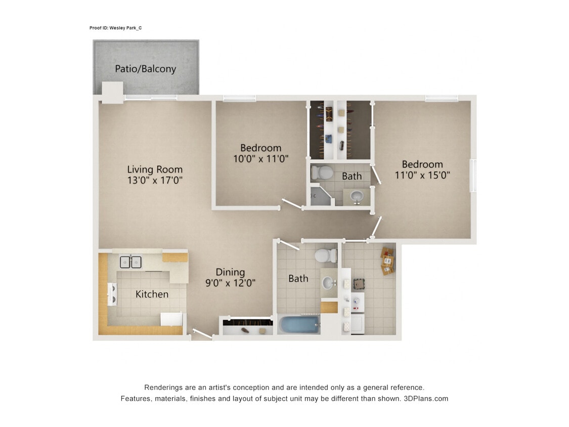Floor Plan - 2 Bed 2 Bath (C)