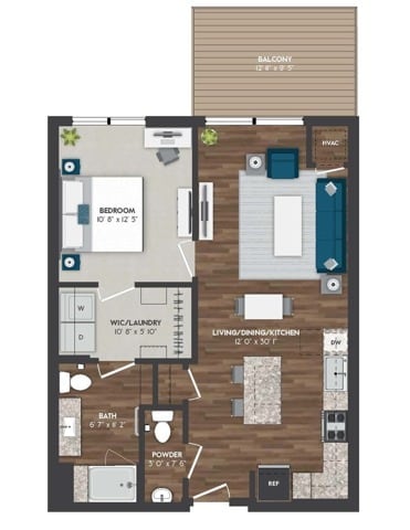 B7 | 1x1 | 758 sq ft - B7