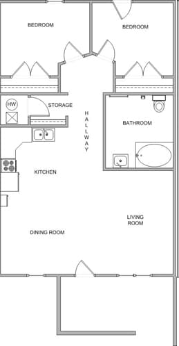 2BR/1BA - 2x1