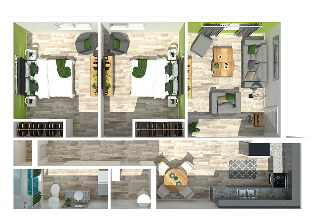 2 Bedroom | One Bathroom - Two Bedroom