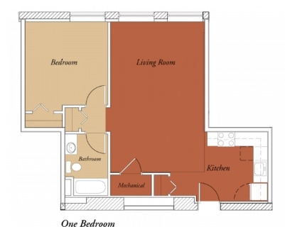 1BR/1BA - 1 Bedroom 60%
