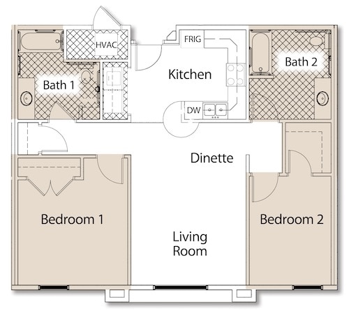 2BR/2BA - Two Bedroom