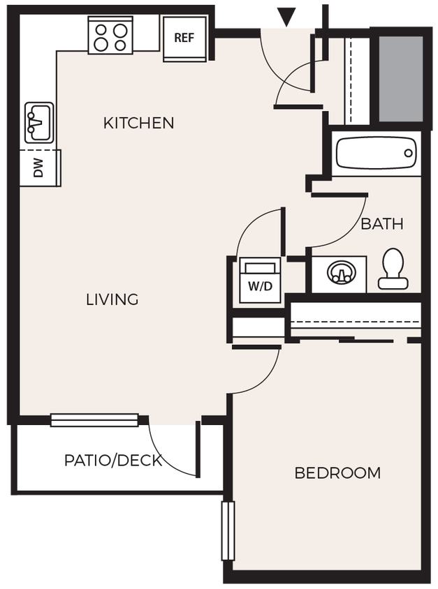 Floor Plan - 1 Bed 1 Bath  A8