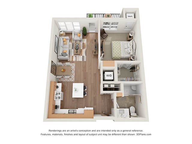 Floor Plan - One Bedroom - D