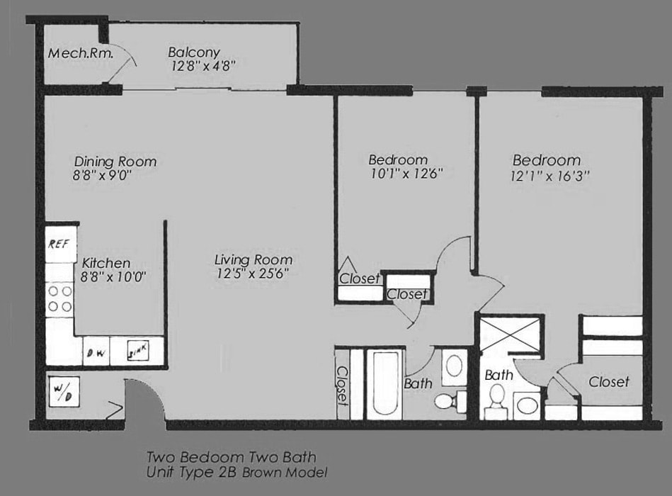 2BR/2BA - Brown