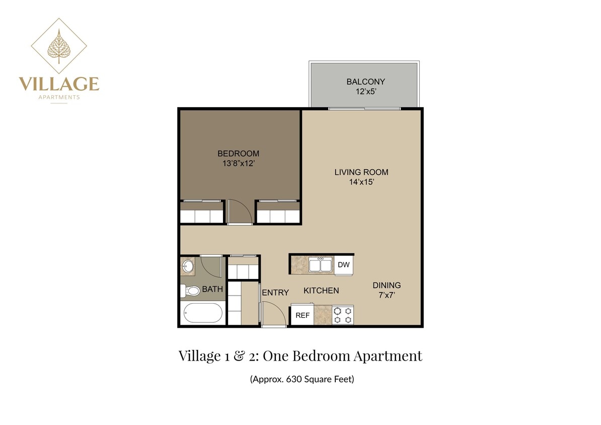 Village 1 & 2 One Bed - One Bedroom 1-01