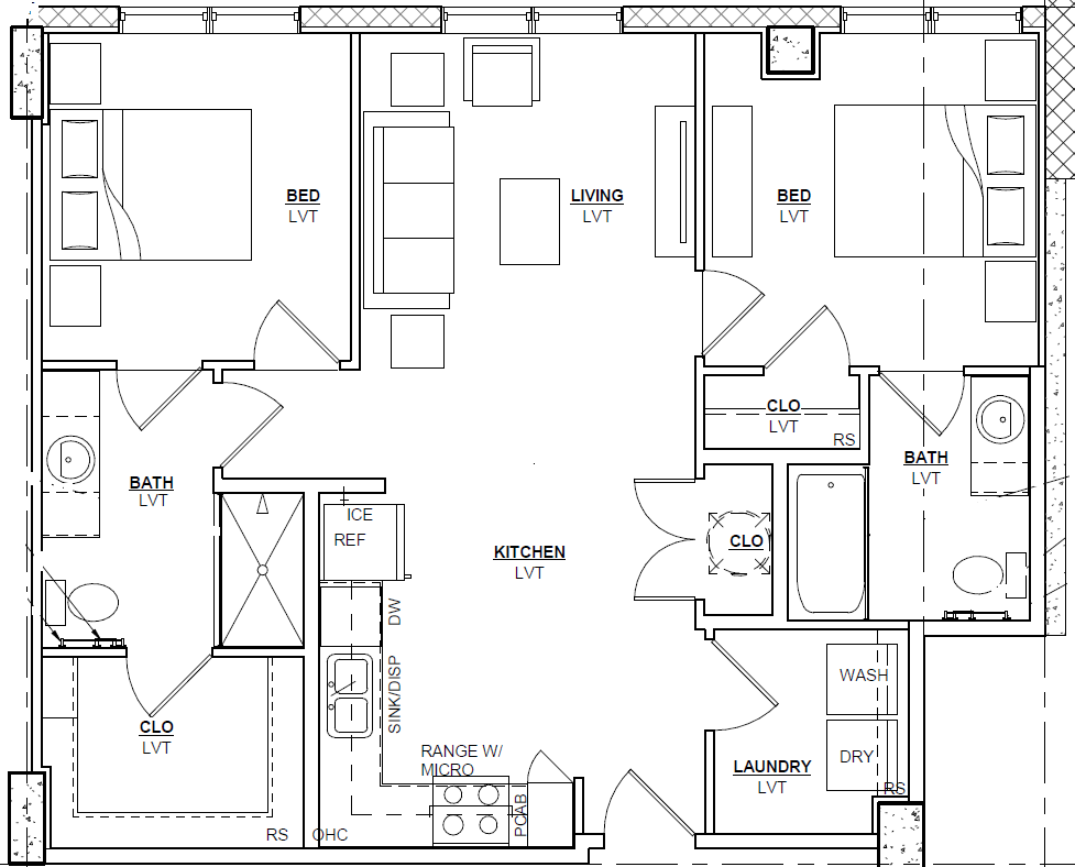 Floor Plan - 2 Bedroom 2 Bath