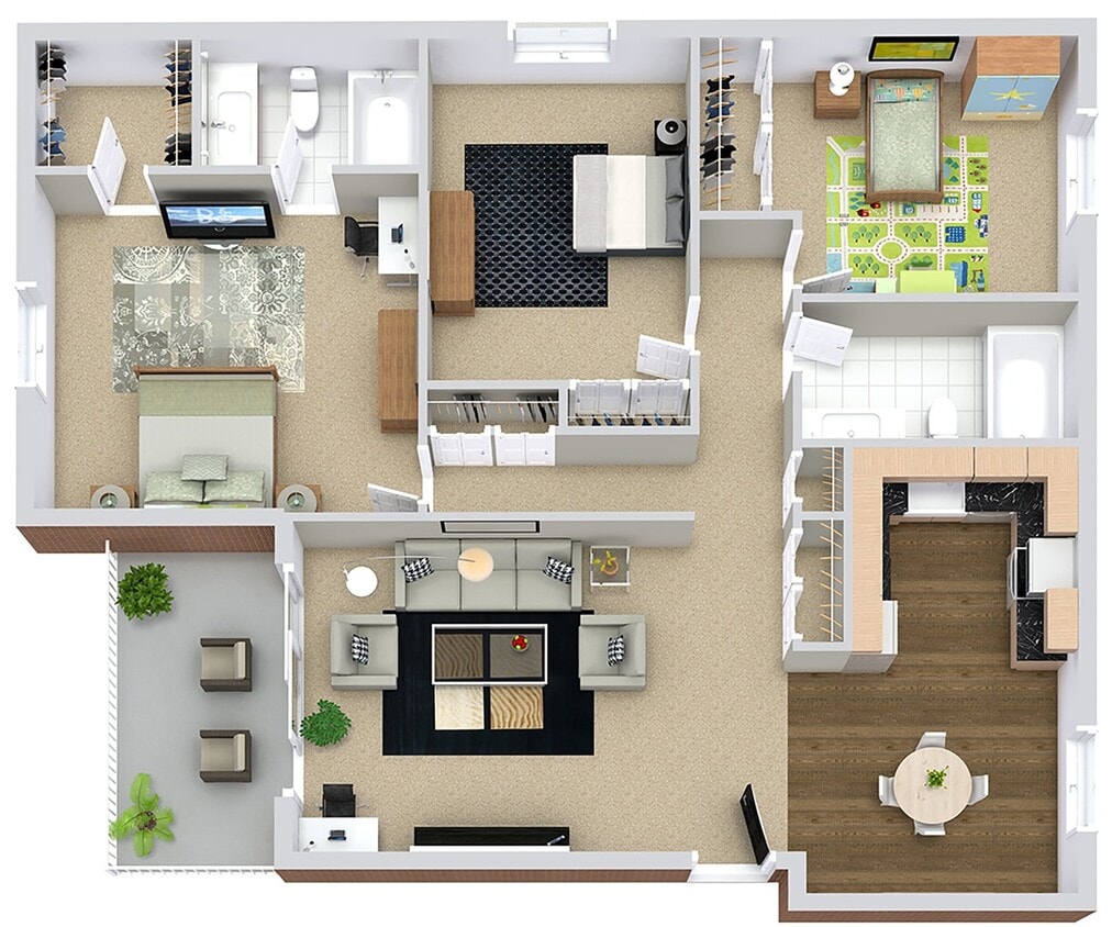 Floor Plan - 3 BR 2 BATH