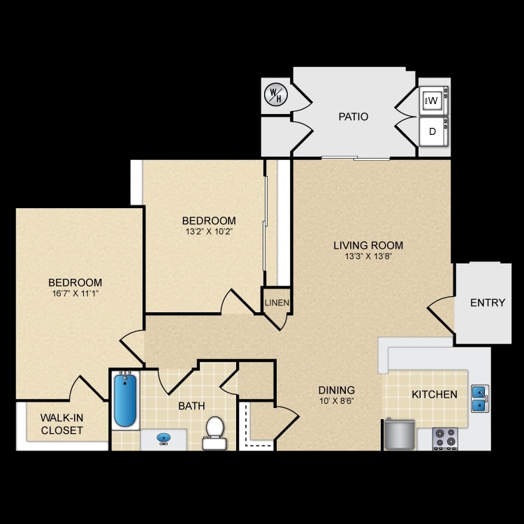 2BR/1BA - 2 Bedroom