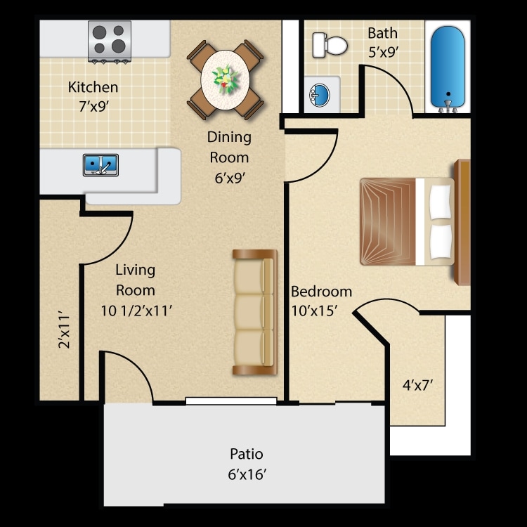 Plan A Ground Floor - 1 Bedroom Upstairs