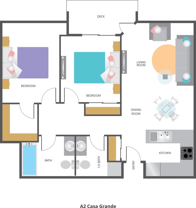 Floor Plan - Two Bedroom-One and One Half Bath