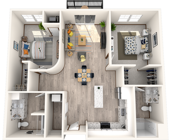 2 bedroom, 2 bathroom - B2