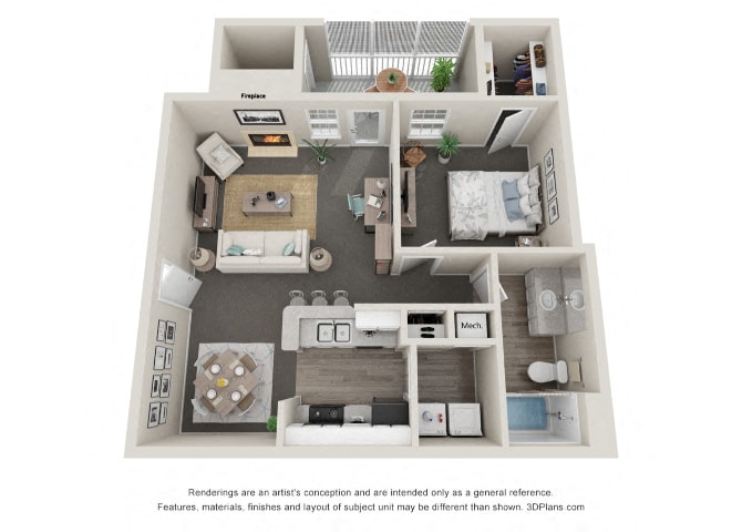 Floor Plan - 1 Bedroom 1 Bath