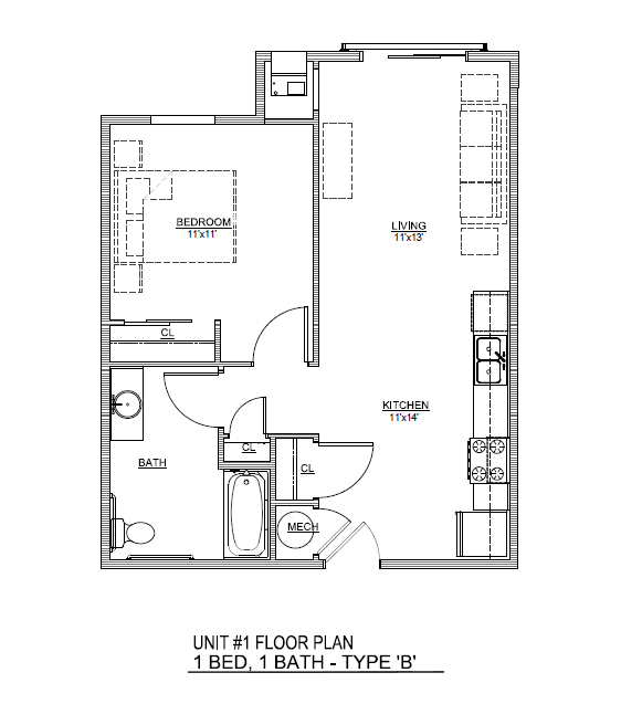 Floor Plan - 1 Bedroom