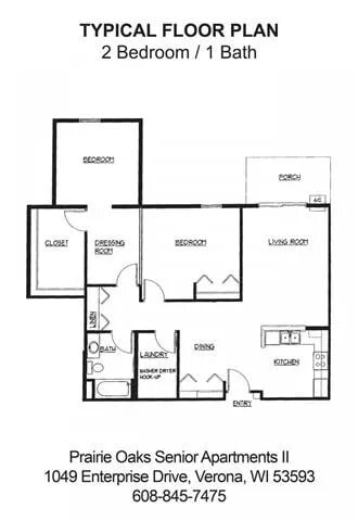 Floor Plan - 2 Bed/ 1 Bath - C