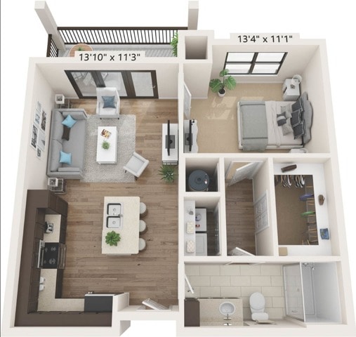A1-V2 | 1x1 | 678 sq ft - A1-V2