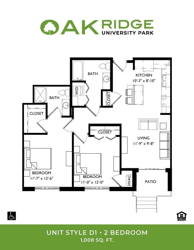 2 Bedroom, 2 Bathroom - D1