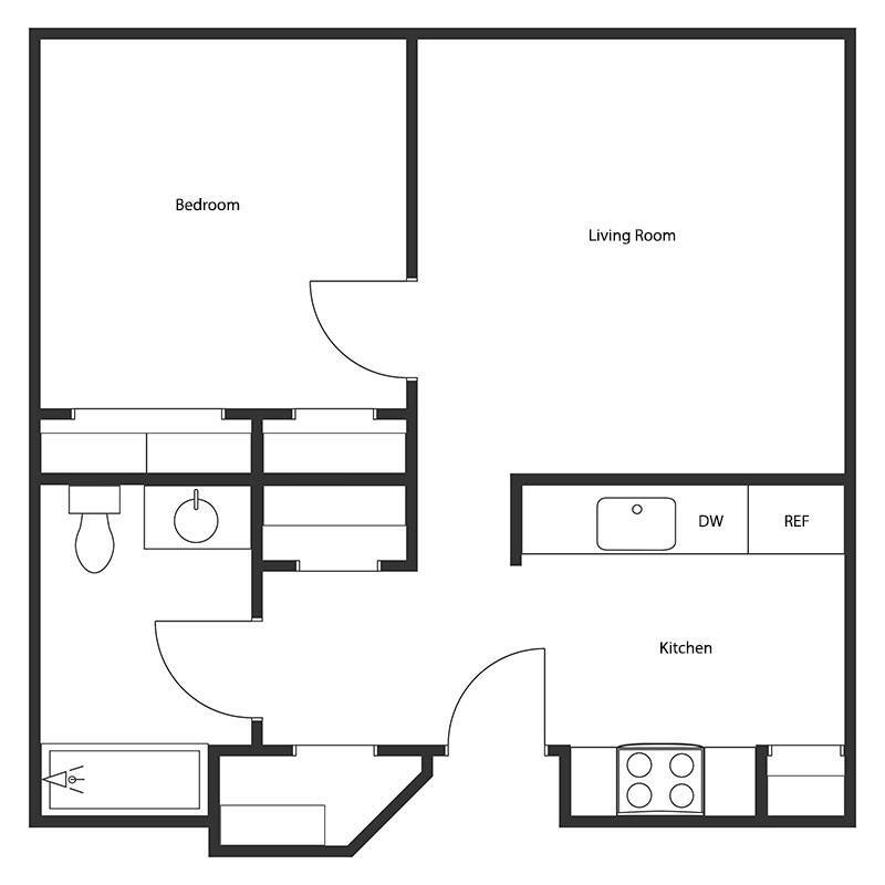 Floor Plan - 1 BED 1 BATH