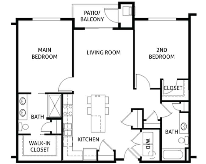Floor Plan - Oasis 2 Bedroom 2 Bath