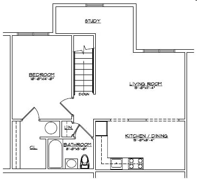 1BR/1BA - 2nd Fl 1br