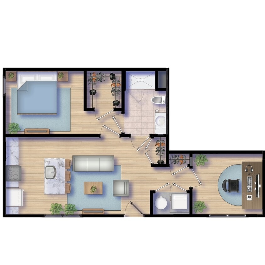 Floor Plan - 1 Bedroom w/ Den L-11