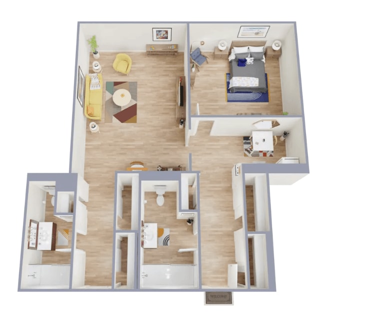 Floor Plan - One Bedroom, Two Bath Suite
