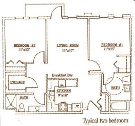 2BR/2BA - Two Bedroom, Two Bathroom (F1)