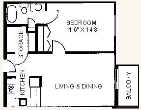1BR/1BA - 1Bedroom/1 Bathroom