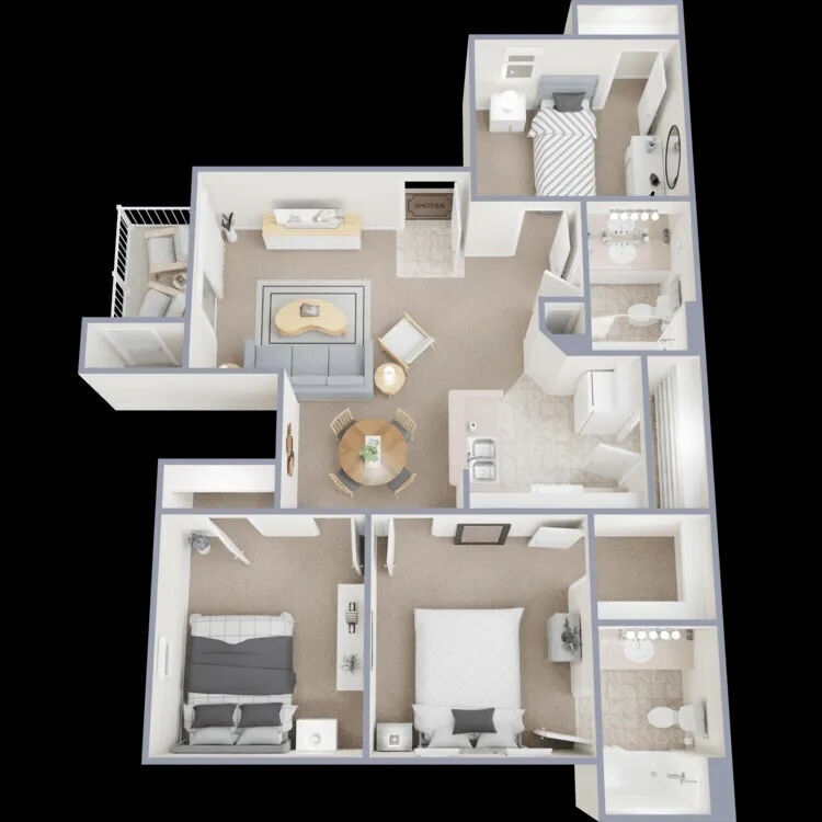 Floor Plan - 3B - 3Bedroom - 2 Bathroom