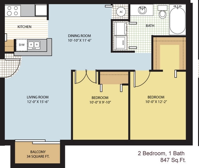 2BR/1BA - 62 and Over Senior Apartments 2 Bedrooms