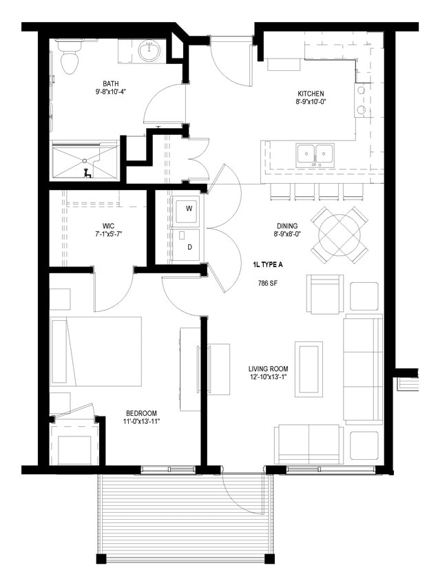 Floor Plan - One Bedroom - L
