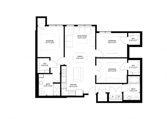Floor Plan - Three Bedroom - A