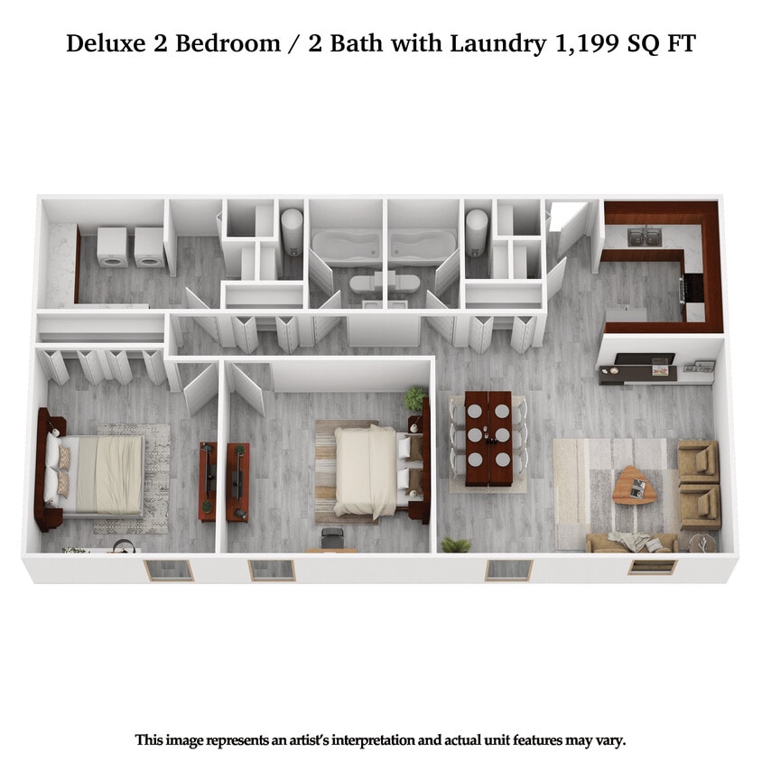 Floor Plan - 2 Bedroom 2 Bath Deluxe