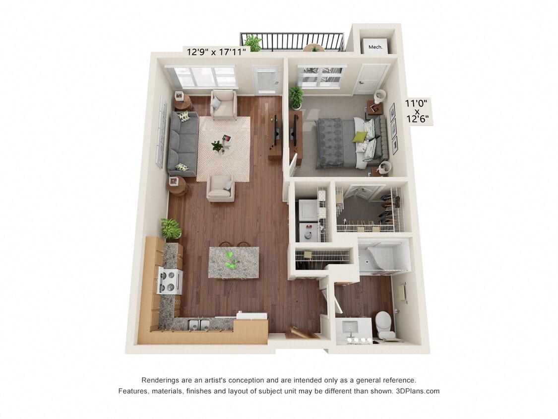 Floor Plan - One Bedroom - D