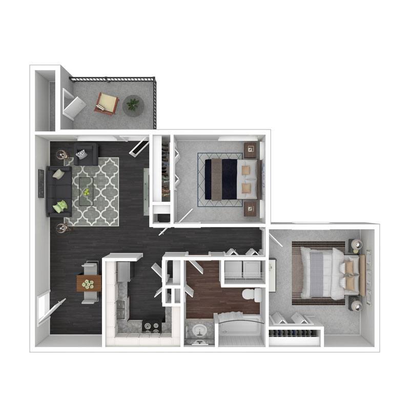 Floor Plan - 2 Bedroom | 1 Bath