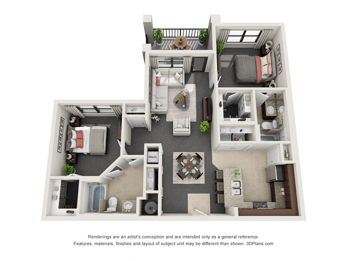 Floor Plan - Two Bedroom Two Bath (b)