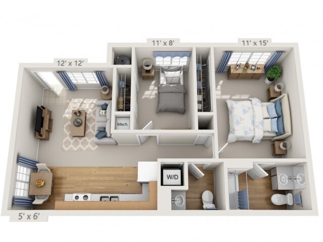 Floor plans are artist’s rendering. All dimensions are approximate. Actual product and specifications may vary in dimension or detail. Not all features are available in every apartment. Prices and availability are subject to change. - Harrison