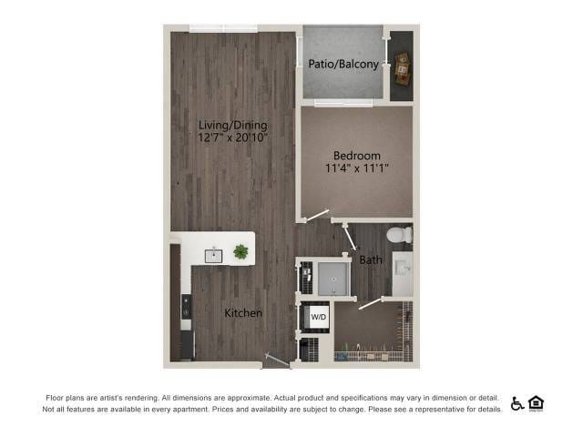 1 Bedroom 1 Bathroom 1B - A2