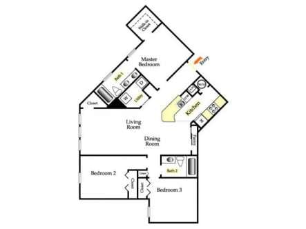 3BR/2BA - Two Bedroom w/ Den Two Bath