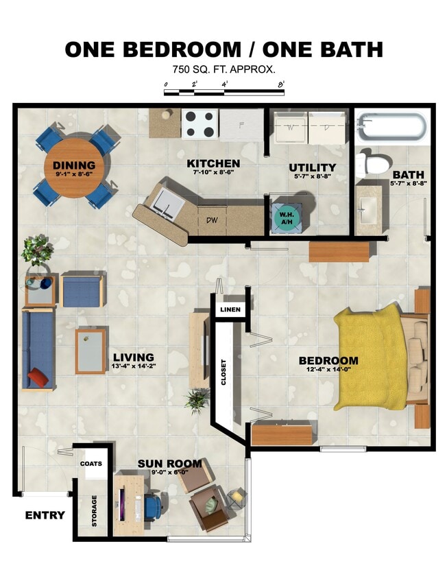 Floor Plan - 1BR/1BA