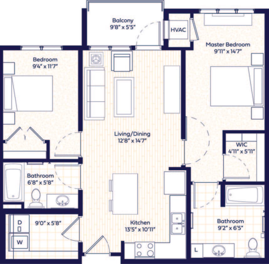 Floor Plan - 2 Bedroom-Market