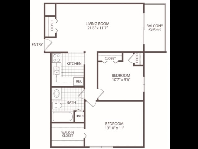 2BR/1BA - Two Bedroom