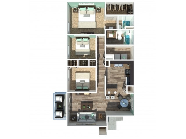 Three Bedroom Two Bathroom 1300 Square Foot Garden - 3 Bedroom 2 Bath