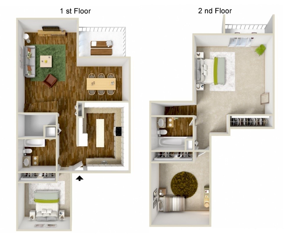 Floor Plan - Three Bedroom, Two and a half Bath TH